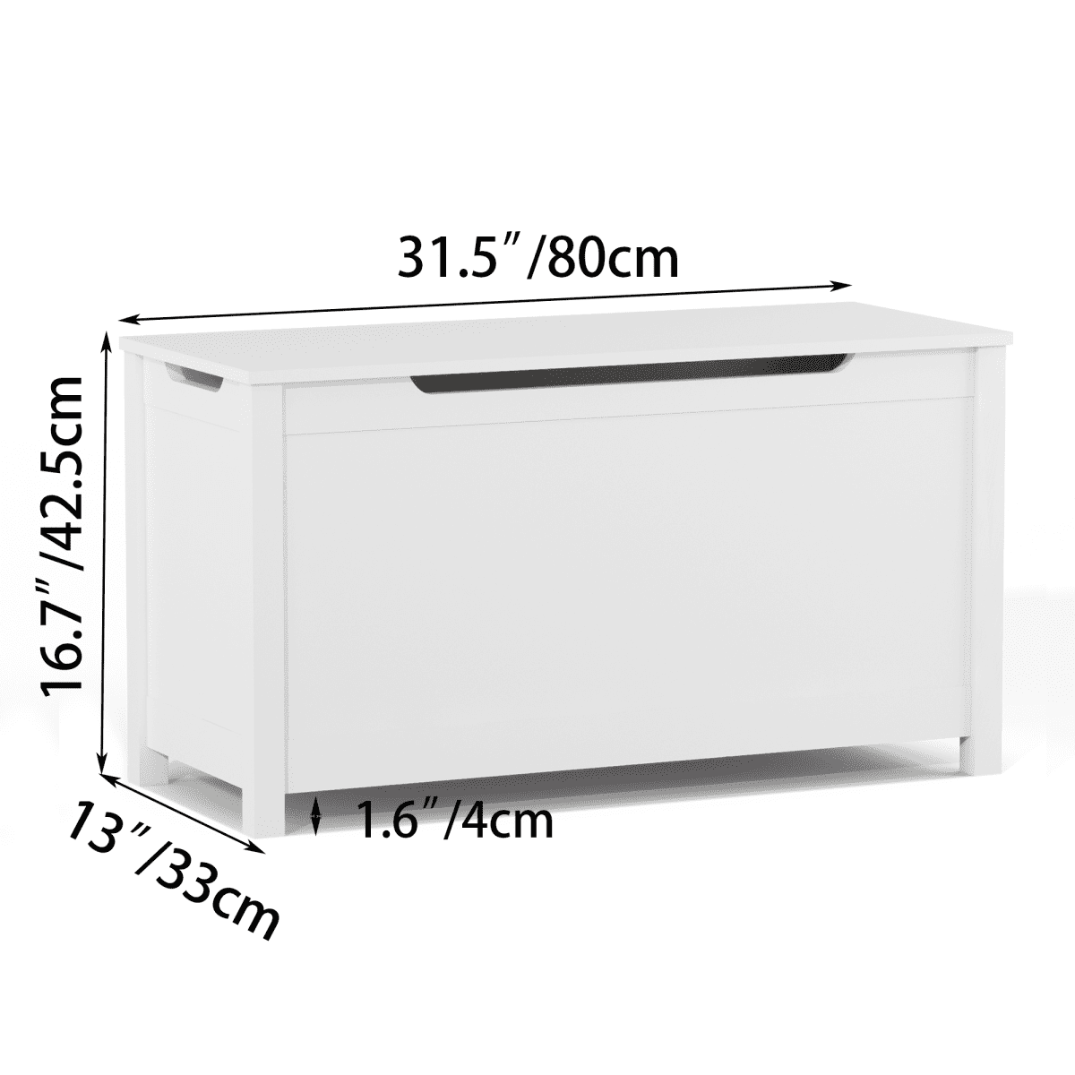 White Wooden Toy Box for Kids Ages 2+ – Safety Hinged Lid Toy Chest, 31.5”W Storage Organizer for Bedroom/Playroom