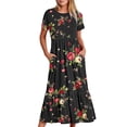 thumbnail image 2 of Fankiway Robe Longue à Fleurs Imprimée à Manches Courtes et Col Rond pour Femmes Courbes Robes de Printemps pour Femmes 2718, 2 of 5