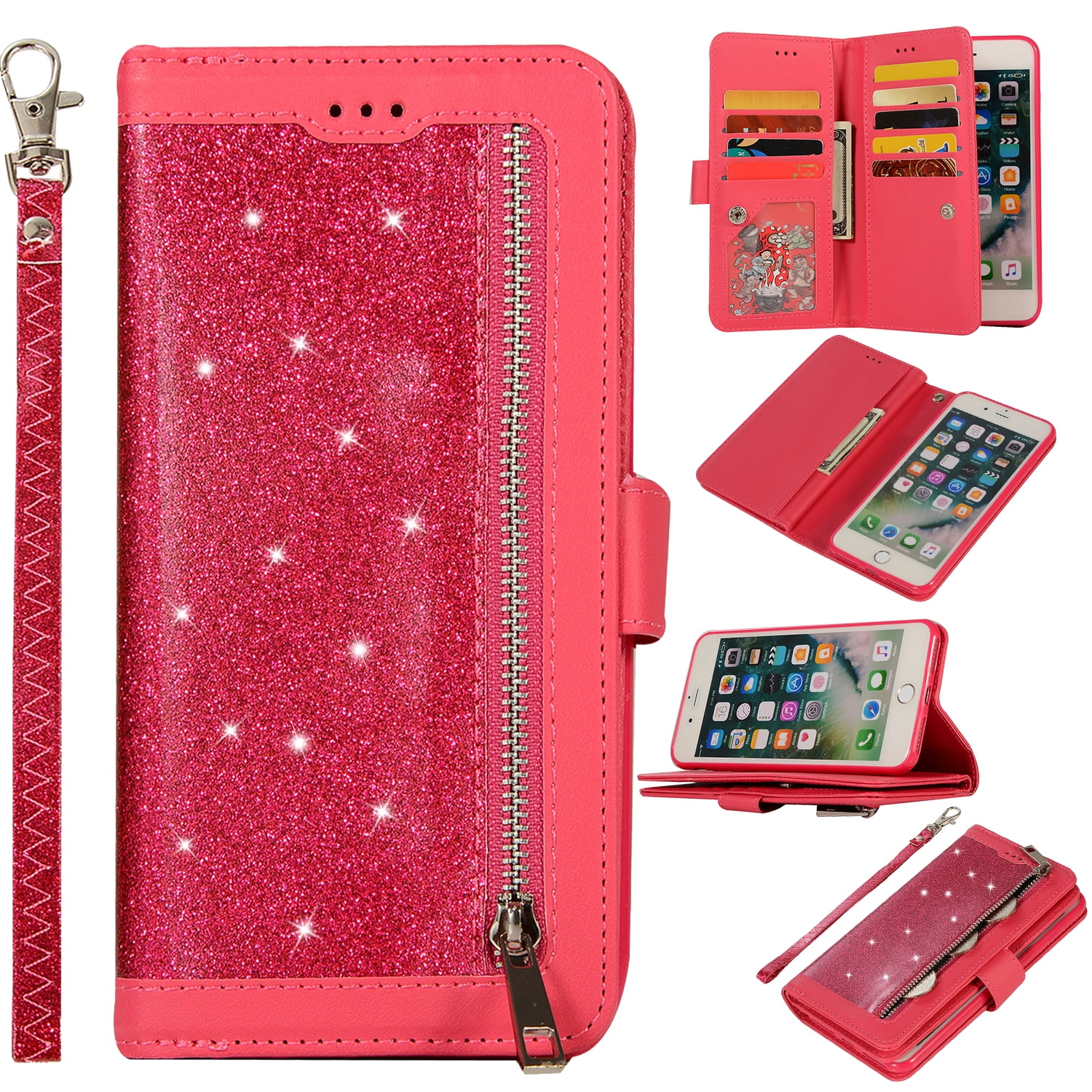 Zipper Wallet Case for iPhone 8 Plus iPhone 7 Plus 5.5inch, Allytech