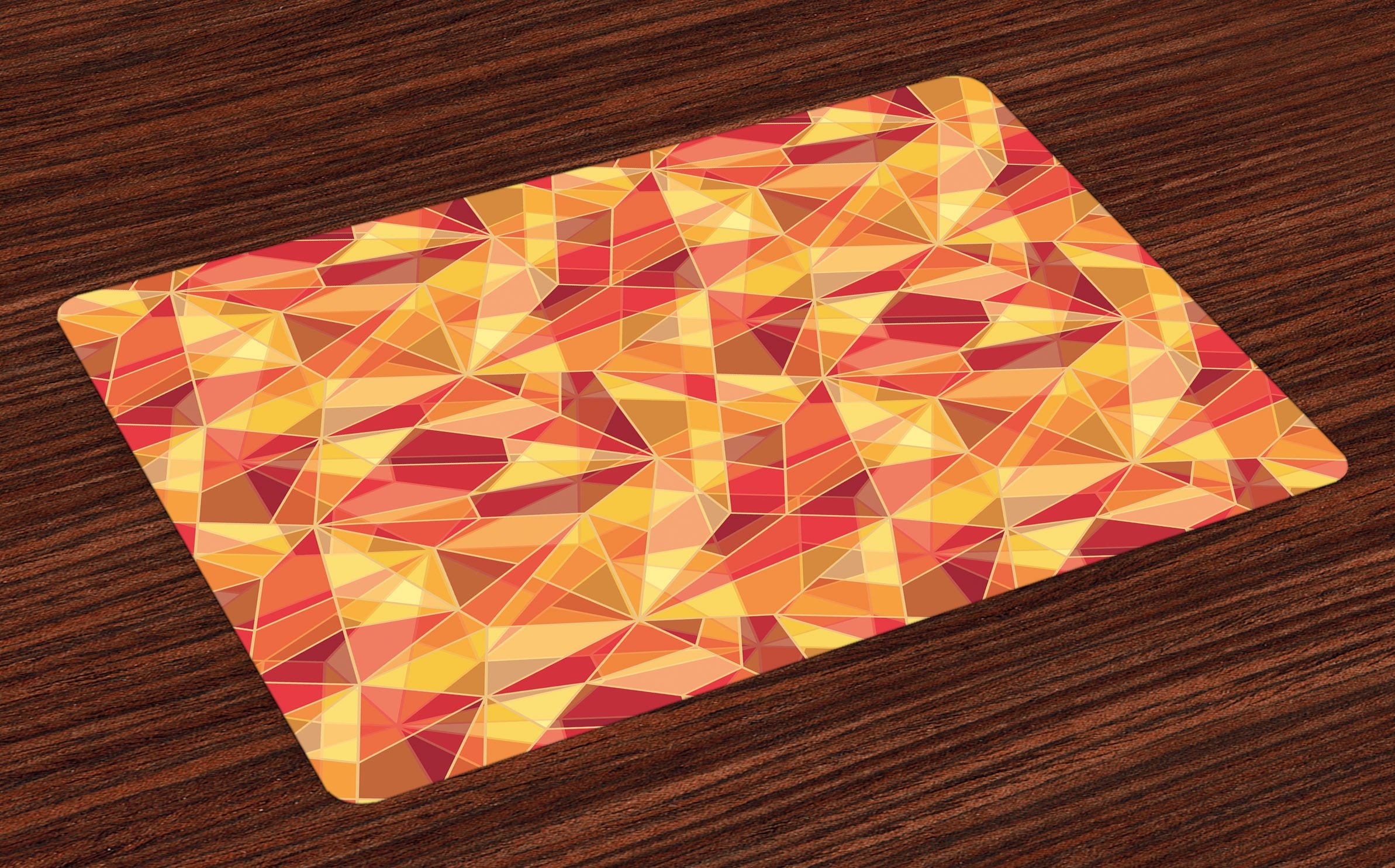 Abstract Placemats Set of 4 Mosaic Pattern with Fractal Triangle