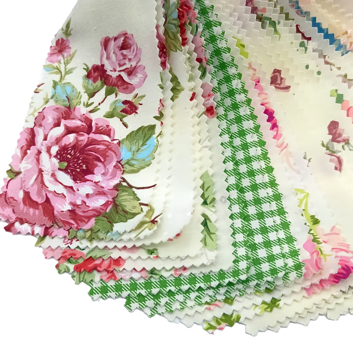 iMzoon 84 Pcs Jelly Roll Fabric Strips for Quilting Fabric, Sewing Supplies & DIY Crafts-2.6 Inch Precut Cotton Floral Fabric Strips Bundles with Wavy Edges, Perfect for Quilt Projects,Rose