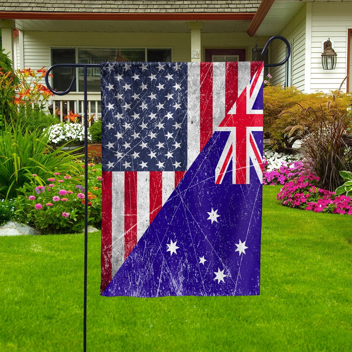 American Flag USA AUSAtralia Half American Friendship AUSAtralian Patriotic House Flag, Double-Sided Decorative Outdoor Flag, Polyester Yard Flag 29.5 x 39.5 in