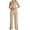 Khaki, variant on Babysbule Womens Overall Pants Womens Casual V Neck Bow Pocket Sleeveless Shorts Jumpsuits Rompers