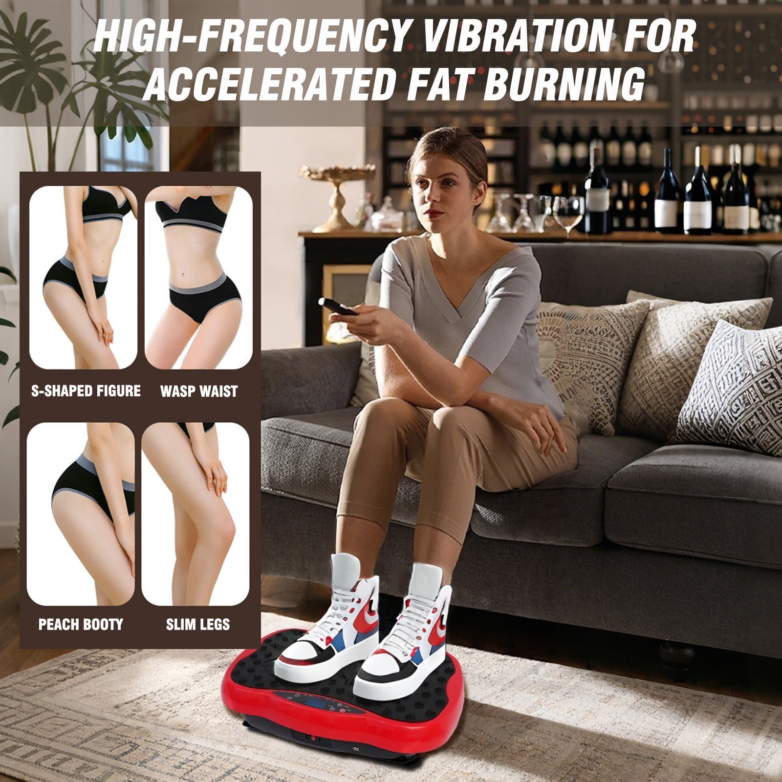 CATGOOD 330lb Vibration Plate Exercise Machine, Vibration Board, Whole Body Workout Vibrate Fitness Platform, Waver Vibration Stand for Body Toning, Home Gym Equipment, Red