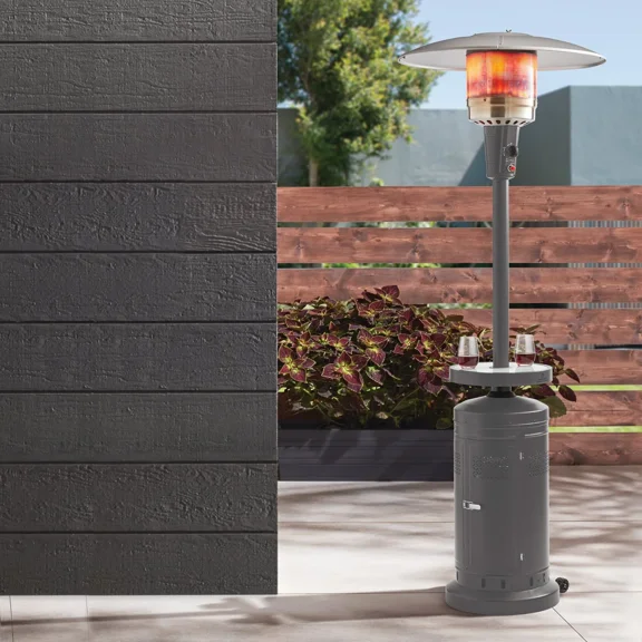 Open Box Gas Patio Heater with Adjustable LED Table, 50,000 BTU, Gray