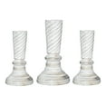 thumbnail image 7 of Handmade Mango Wood Eco-friendly Traditional Antique White Set Of Three 12",15" & 12" Pillar Candle Holder, 7 of 7