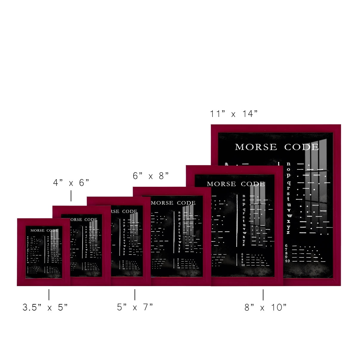 Morse Code Chart - Framed Print w/glass - Cherry Red
