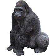 21 Gorilla Seated and Leaning Forward Outdoor Garden Statue
