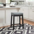 thumbnail image 2 of Linon Claridge Backless Counter Stool Gray Faux Leather Wood Frame in Black, 2 of 14