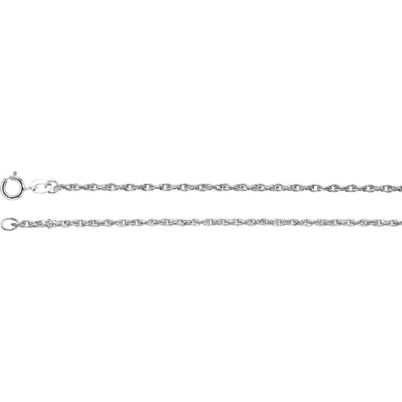 14k White Gold 1.5mm Necklace - 2.1 Grams - 16 Inch Rope Chain With Spring Ring