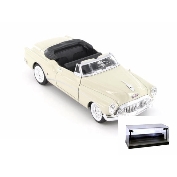 Diecast Car w/LED Display Case - 1953 Buick Skylark Open Convertible, White - Welly 24027CWWT - 1/24 scale Diecast Model Toy Car