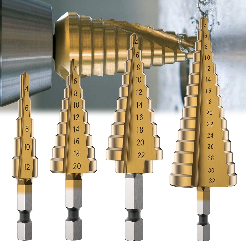 3PCS Step Cone Drill Bits HSS Spiral Grooved Reaming Hole Cutter For Metal Wood