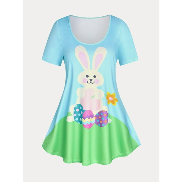 Camiseta Talla Extra Estampado Conejo Pascua Rosegal Camisetas tallas grandes