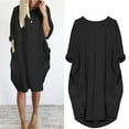 thumbnail image 3 of Women Casual Solid T Shirt Dress Summer Loose Dresses with Pocket Plus Size, 3 of 3