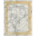 thumbnail image 3 of Well Woven Lezlee Ivory & Gold Retro Border Marble Pattern Area Rug 5x7 (5'3" x 7'3"), 3 of 8
