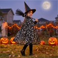 thumbnail image 6 of choiix Halloween Witch Cape and Hat Set with Tie Front Cloak and Broomstick Printed Cape and Hat Costume Outfit with 3 Piece Accessories Cosplay Dress and Party Outfit, 6 of 8
