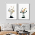 thumbnail image 2 of Framed Canvas Print Wall Art Set of 2 Whimsical Floral Mason Jar Botanical Minimalist Modern Art for Living Room, Bedroom, Office - 16"x24"x2 WHITE, 2 of 7