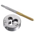 thumbnail image 1 of Unique Bargains M4 x 0.7 Titanium Plated Straight Flute Thread Tap Round Die Tap and Die Set, 1 of 6
