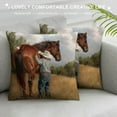 thumbnail image 3 of Orinice Horse Graphic Decorative Pillow Cover for Home Couch Living Room Bed Sofa 22x22in, 3 of 5