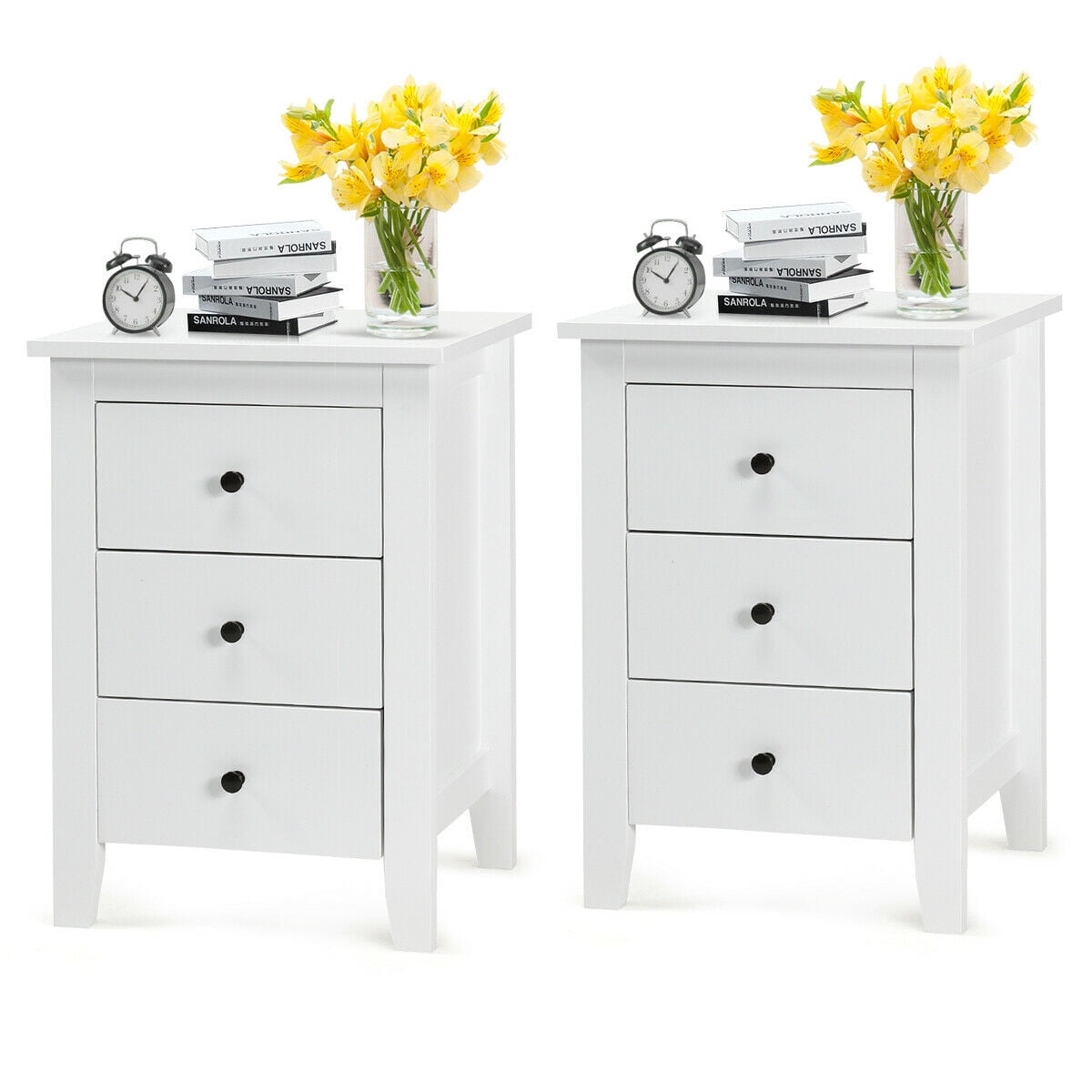 White Bedside Tables with Drawer Nightstand Cabinet Furniture Storage 