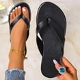thumbnail image 2 of Wensltd Thong Sandals for Women Flats Solid Peep Toe Sandals Summer Casual Outdoor Daily Wear Comfort Shoes Black, 2 of 9