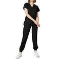 thumbnail image 2 of Mlqidk Women's Medical Scrub Sets Comfortable Medical Scrub Set V Neck Top & Jogger Pant with Pockets Nurse Scubs Black XL, 2 of 6