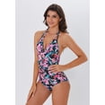 thumbnail image 3 of LIORA Women’s Halter One Piece Swimsuits V Neck Bathing Suit Ruched Tummy Control Swimwear, 3 of 7