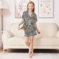 thumbnail image 6 of FORMRS Kids Short Sleeve Top and Pants Pajama Set Unisex Satin 2-Piece Sleepwear, Sizes 9-10Y, Halloween Dancing Skeleton, 6 of 8