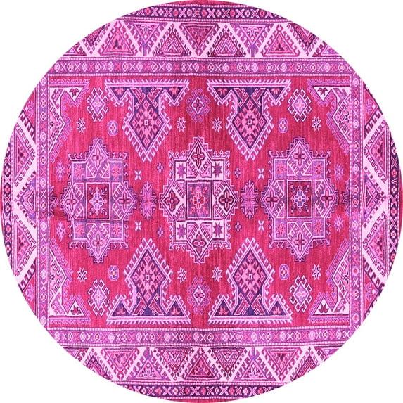 Ahgly Company Indoor Round Persian Pink Traditional Area Rugs, 7' Round