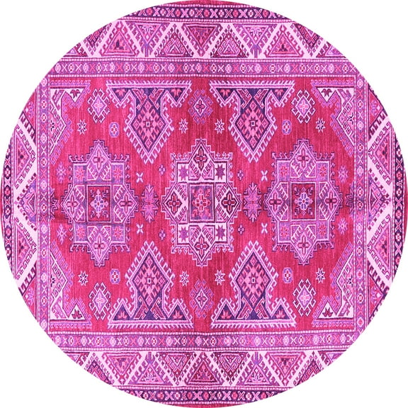 Ahgly Company Indoor Round Persian Pink Traditional Area Rugs, 3' Round