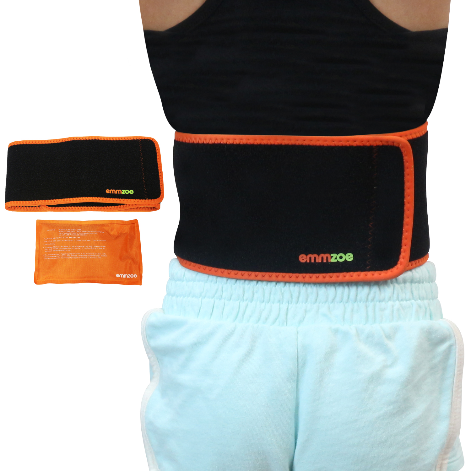 Emmzoe Kids Back & Waist Support Hot and Cold Gel Therapy Wrap Includes Hot or Cold Gel Pack