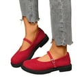 thumbnail image 1 of Chaussures Mary Jane en Suède à Plateforme pour Femmes, Bout Rond Vintage, Chaussures Habillées Décontractées, Boîte à Orteils Grand, Mocassins à Enfiler, Rouge, Taille 8, 1 of 7