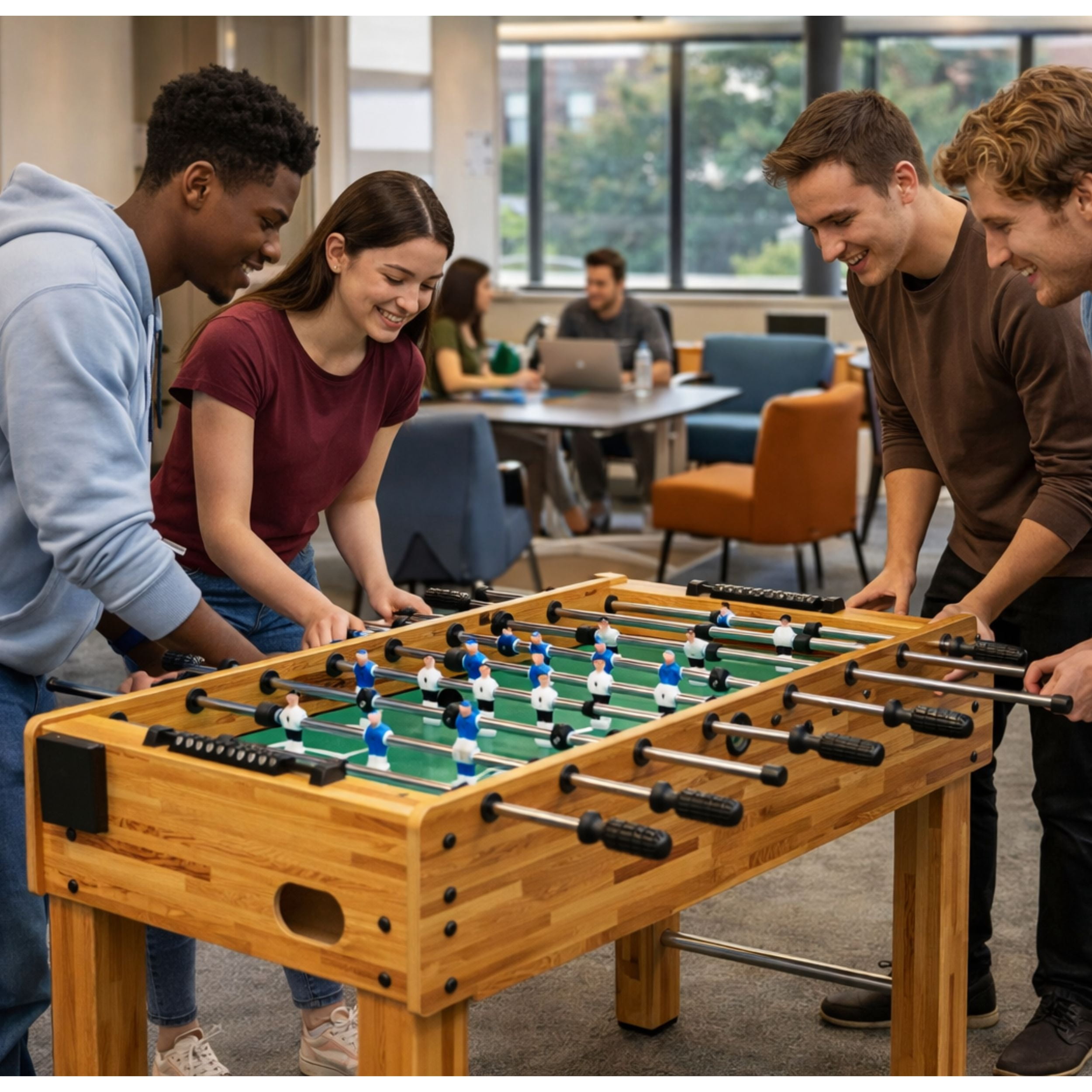 GOMYHOME 48" Foosball Table Game Table with MDF Cabinet and Steel Rods