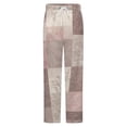 thumbnail image 5 of Pink Beige Patchwork Wallpaper Design Winter Female Pants Flannel High Waist Women Pants Lady Warm Straight Leg Plush Trousers, 5 of 7