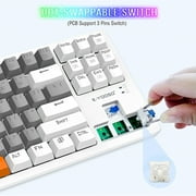 Mechanical Gaming Keyboard, E-YOOSO Wired 75% Mechanical Keyboard with Blue Switches, 87 Keys Gaming Keyboard with Solid Color Backlit & RGB LED Sidelight for Windows Mac PC Gaming