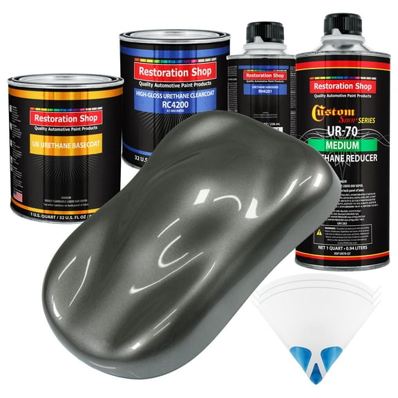 Dark Charcoal Metallic Quart URETHANE BASECOAT CLEARCOAT Car Auto Body Paint Kit