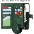 thumbnail image 2 of Compatible with Samsung Galaxy S22 5G Wallet Case,Detachable 2 in 1 Magnetic Zipper Leather Cover Case [6 Card Slots] [Wrist Strap] [Stand Feature] for Samsung Galaxy S22 5G,6.1 inch Green, 2 of 16