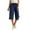 Navy, variant on SwiftWear Women's Linen-Like Drawstring Capri Pants Plus Size Elastic Waist Pocket Casual Capris Breathable Loose Fit Cropped Pants S-5XL