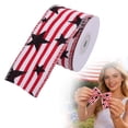 thumbnail image 2 of 2.5" Patriotic Burlap Ribbon 5 Yards Red White Blue Stripes Ribbon for Fourth of July Wreath Making DIY Crafts Gift Wrapping Memorial Day Party Decor Tree Garland 1PC(d), 2 of 9