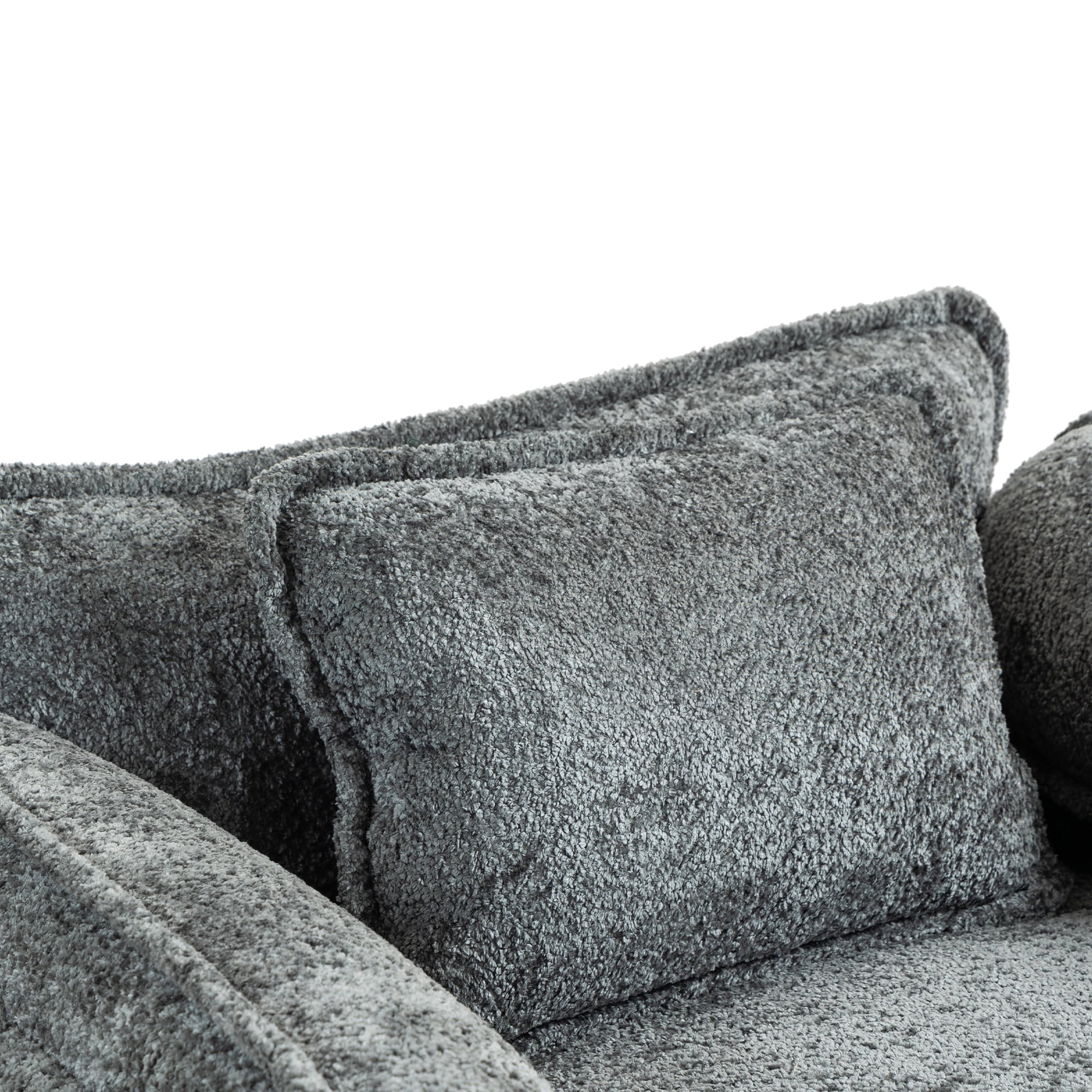 Miniyam 55" x 39.76" Luxury Oversized Boucle Sofa Bed with Ottoman, Single Seater, Double Deep Cushion & Thick Armrests for Living Room, Bedroom, Dark Grey