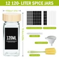thumbnail image 5 of Luxvie 12 Pcs Glass Spice Jars with Labels, 4 oz Glass Jars with Bamboo Lids, Collapsible Funnel, Seasoning Storage Bottles for Spice Rack, Cabinet, Drawer, 5 of 7