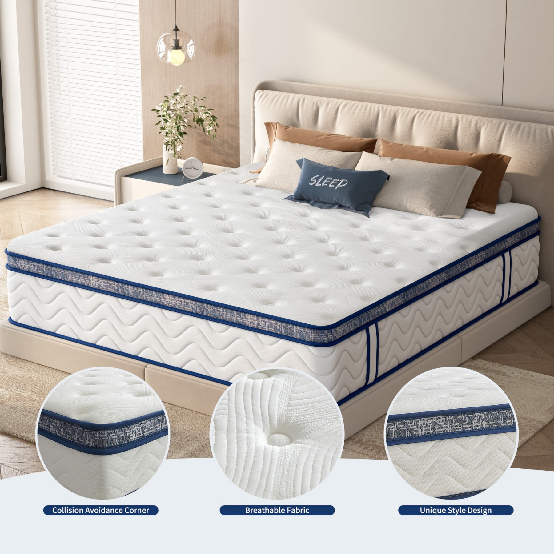 12 Inch Queen Mattress,Hybrid Mattress in a Box with Memory Foam & Individual Pocket Spring,Medium Firm