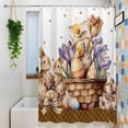 thumbnail image 3 of Easter Bunny Shower Curtain Set, Waterproof Shower Curtains for Bathroom, Brown Eggs Floral Rabbits Farmhouse Dots Plaid Washable Fabric Bath Curtain for Bathtub Decoration with Hooks 54x78 Inches, 3 of 9