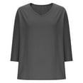 thumbnail image 6 of bnaln 3/4 Length Sleeve Womens Tops V Neck Casual Summer Tunic Tops Basic Tees Blouses Dressy T-Shirts Solid Color Loose Fit Shirts Ladies Jumpers Baggy Pullover Trendy Fall Outfits, 6 of 6