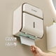 thumbnail image 4 of Portarrollos de papel higiénico de pared y organizador de baño con repisa para teléfono | Almacenamiento multicompartimento para baño | Diseño de plástico blanco | Instalación sin taladros, 4 of 6