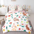 thumbnail image 1 of YST Rabbit 7Pcs Comforter Cartoon Rabbits Comforter Set Bed In A Bag Twin Size Colorful Flowers Leaves Bedding (1 Comforter, 1 Flat Sheet 1 Fitted Sheet 2 Pillowcases 2 Throw Pillow Covers), 1 of 5
