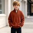 thumbnail image 6 of Trikvn Boys Quarter Zip Pullover Waffle Knit Mock Neck Sweater Raglan Long Sleeve Textured Top with Ribbed Hem Loose Warm for Fall Winter Casual 3-14Y, 6 of 9