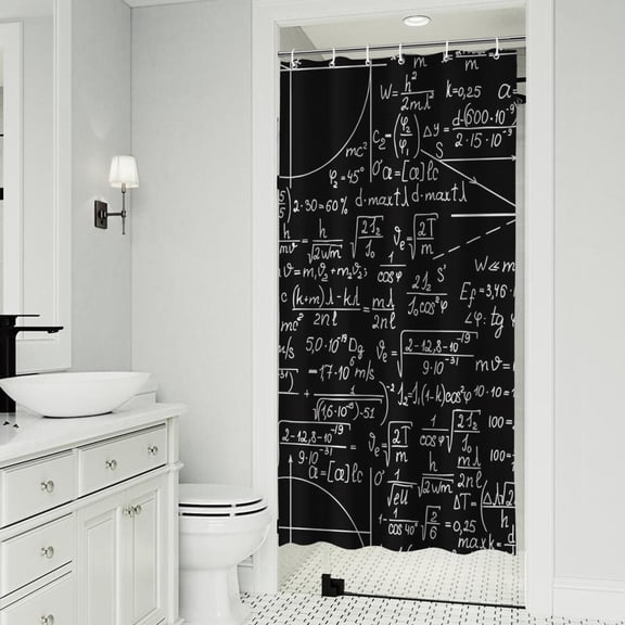 Math Equations Binary Code Blue Pattern Shower Curtain 36"x72" ,Bathroom Decorative Shower Curtains Set with 12 Hooks,Modern Waterproof Washable Shower Curtain