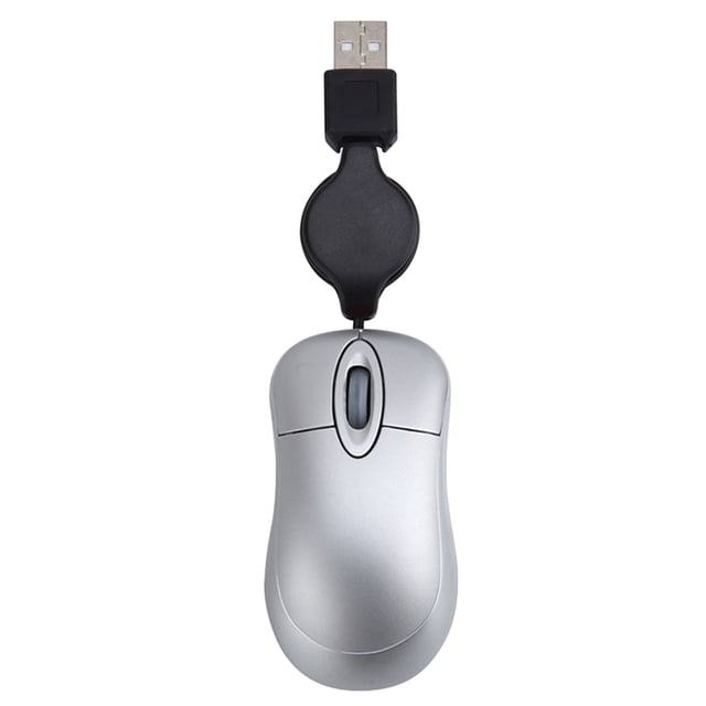 EeaseMX Creative USB por cable Mini Telescópico Ratón computadora portátil Mouse Ratón portátil (Plata)