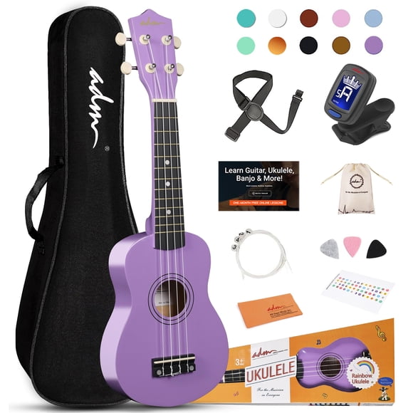 Ukulele ADM Hawaiian Wood Soprano 21'' w/ Kit for Beginners